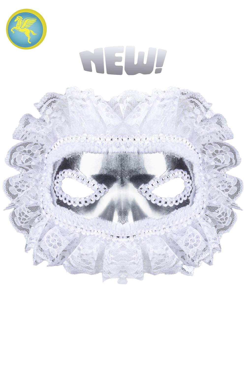 MASCHERA ARTIGIANALE CON MERLETTO BIANCO